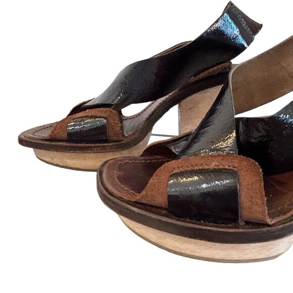 Marni Platform Heels Size 37 EU 7 US Brown‎ Patent Leather Slingback Authentic - Picture 10 of 16